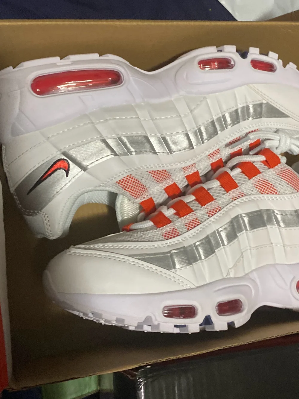 Nike Men's White Sneakers with Orange Accents